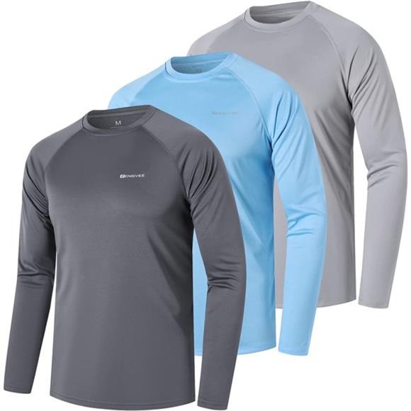 Mens Swim Shirts Outdoor Long Sleeve Sun Protection Workout Shirts